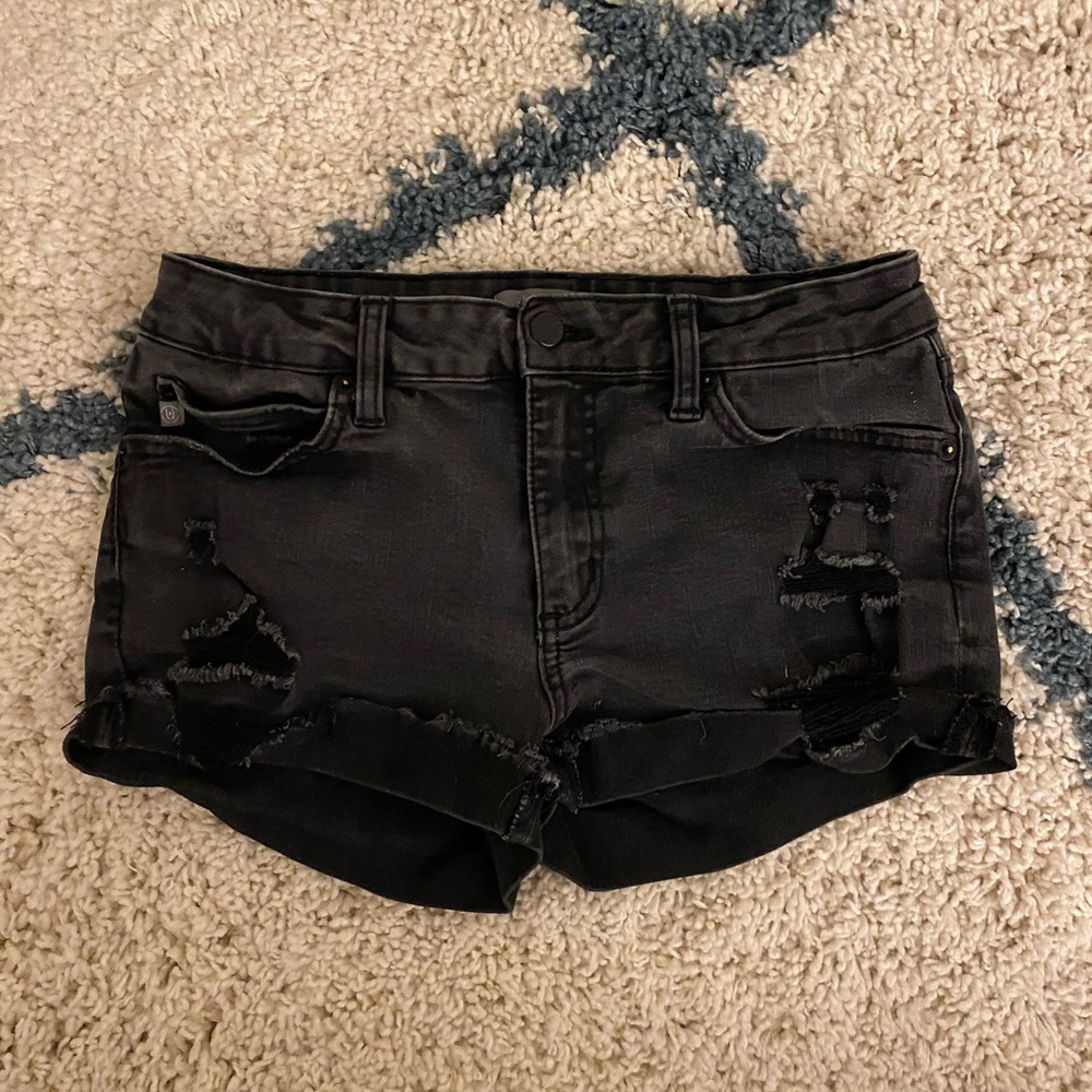 Black Distressed Jean Shorts